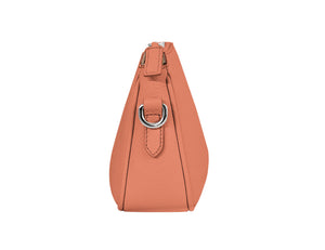 Minibag Ledertasche Clutch Kate in der Farbe salmon aus seitlicher Ansicht ohne Gurt