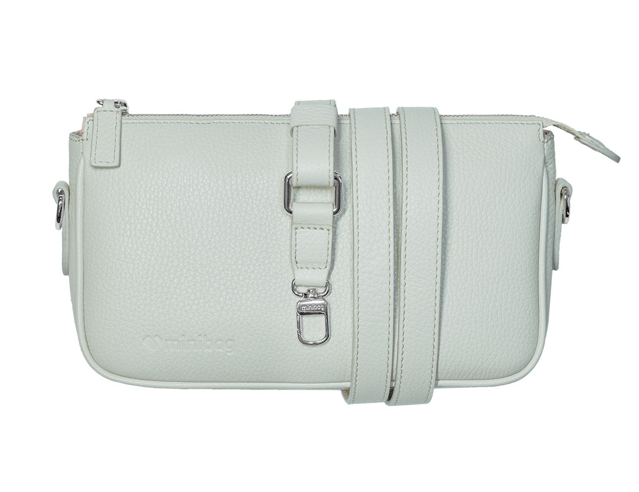 minibag Ledertasche Kate in der Farbe Pearl mit Gurt