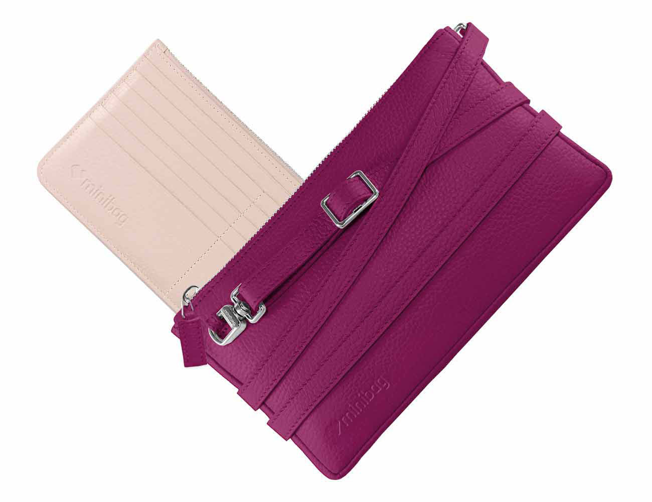 minibag brombeere, weinrote Ledertasche, minibag wallet nude, Geldtasche zum umhängen, minibag 