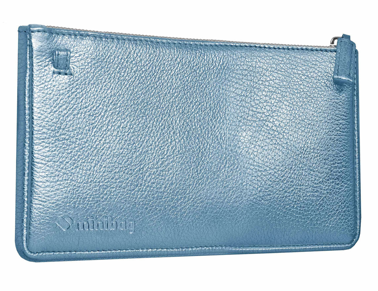 minibag metallic ice, Ledertasche eisblau, Clutch eisblau, Geldtasche zum Umhängen