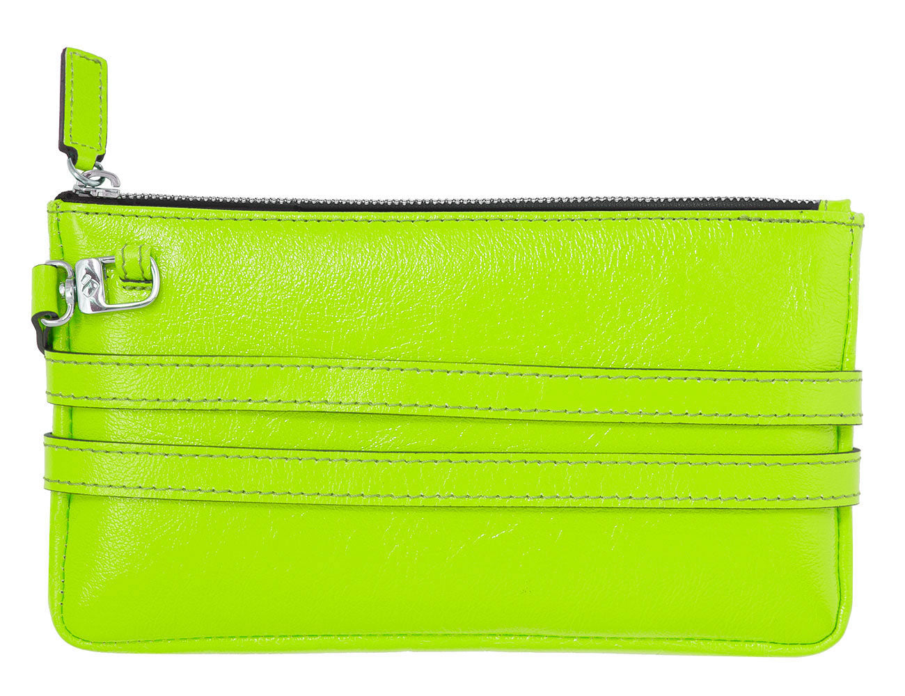 minibag neon yellow, Ledertasche neon gelb, Clutch neon gelb, Rückseite minibag, minibag neon