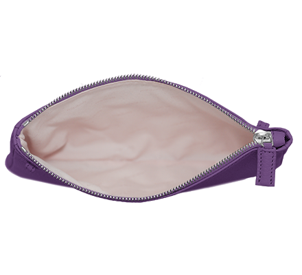 minibag lila, Ledertasche lila, Clutch Lila, minibag Innenleben, Geldtasche zum Umhängen, minibag