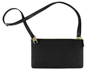 minibag black Edition GOLD, schwarze Ledertasche, goldener Zipp, Geldtasche zum Umhängen, minibag 