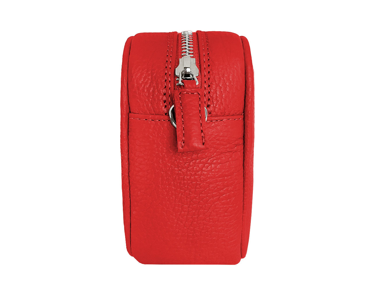 minibag PLUS 2 in rot, rote Umhängetasche, rote Ledertasche, Seitenansicht minibag PLUS 2
